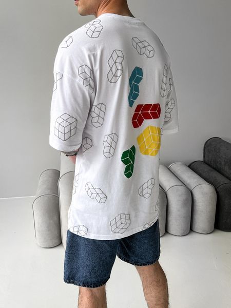 Чоловіча оверсайз футболка Tetris біла BZ274 фото
