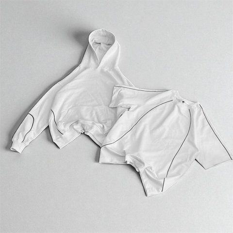 Чоловічий комплект худі + футболка білий oversize ST30 фото