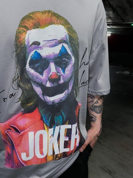 Чоловіча оверсайз футболка Joker сіра MC215 фото