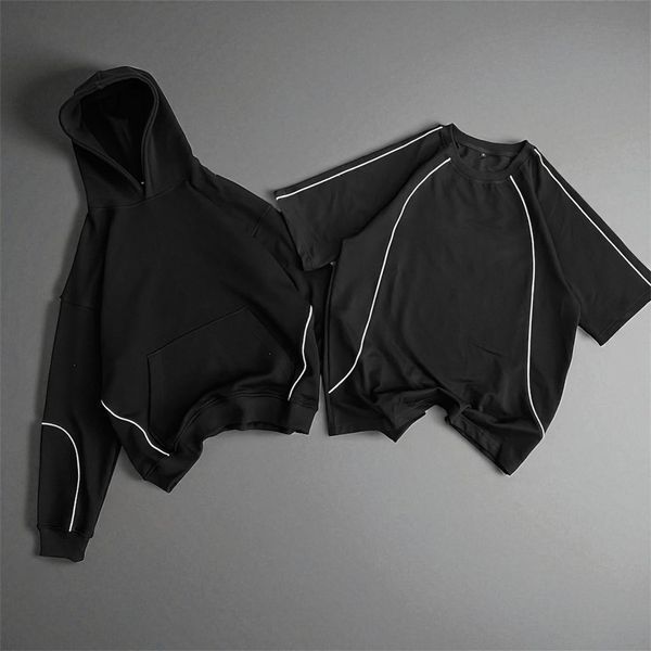 Чоловічий комплект худі + футболка чорний oversize ST29 фото
