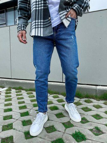 Мужские джинсы синие slim fit CJ1959 фото