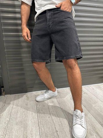 Чоловічі джинсові шорти чорні casual 28736 фото
