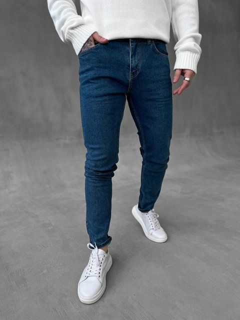 Чоловічі джинси темно-сині slim fit CJ1152 фото