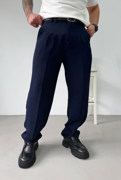 Чоловічі брюки Baggy із защипами темно-сіні GI1160 фото