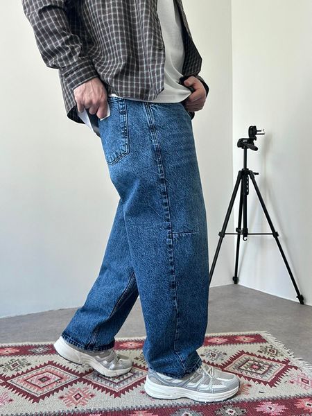 Мужские джинсы Baggy Barrel синие объёмного кроя BJ2956 фото
