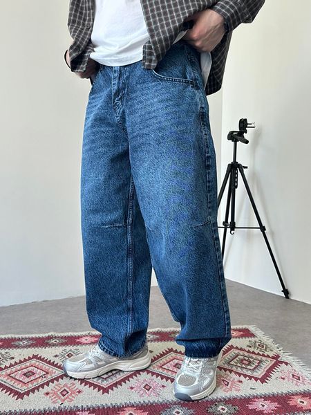 Мужские джинсы Baggy Barrel синие объёмного кроя BJ2956 фото