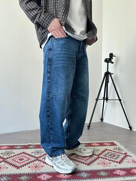 Чоловічі джинси Baggy Barrel сині обʼємного крою BJ2956 фото
