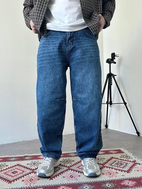 Чоловічі джинси Baggy Barrel сині обʼємного крою BJ2956 фото