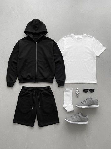 Чоловічий комплект худі + футболка + шорти oversize ST56 фото
