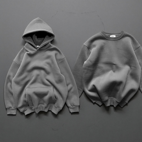 Чоловічий комплект худі + футболка сірий oversize ST33 фото