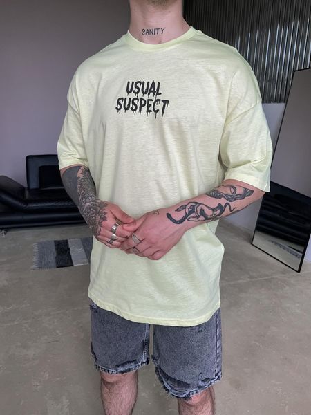 Чоловіча оверсайз футболка Usual Suspect Mickey Mouse лимонна MM285 фото