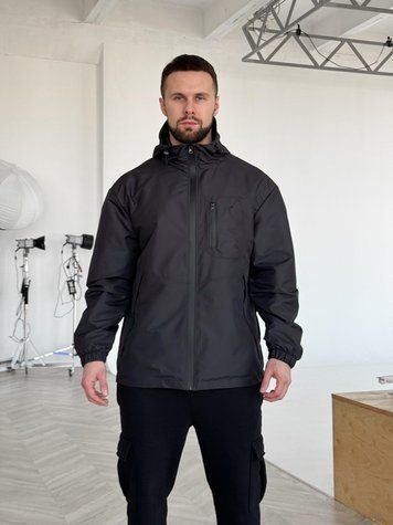 Чоловіча водовідштовхувальна вітровка Safe ripstop чорна RD531 фото