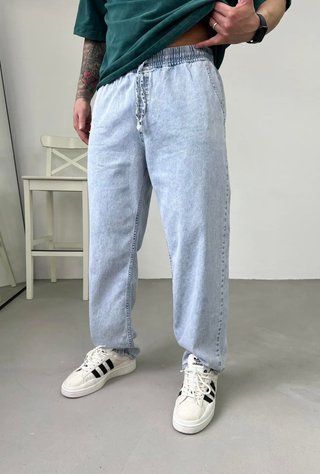 Чоловічі штани Baggy блакитні, бавовна з еластаном WE2851/6 фото