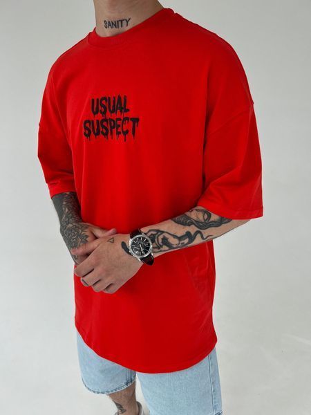 Чоловіча оверсайз футболка Usual Suspect Mickey Mouse червона MM282 фото