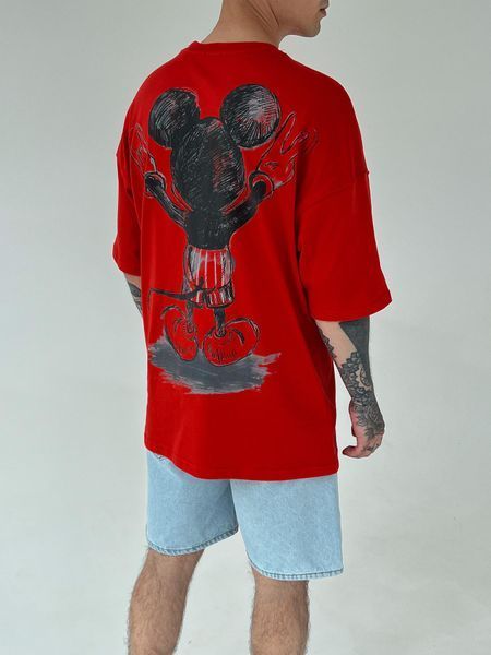 Чоловіча оверсайз футболка Usual Suspect Mickey Mouse червона MM282 фото
