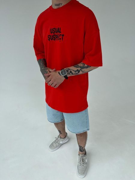 Чоловіча оверсайз футболка Usual Suspect Mickey Mouse червона MM282 фото