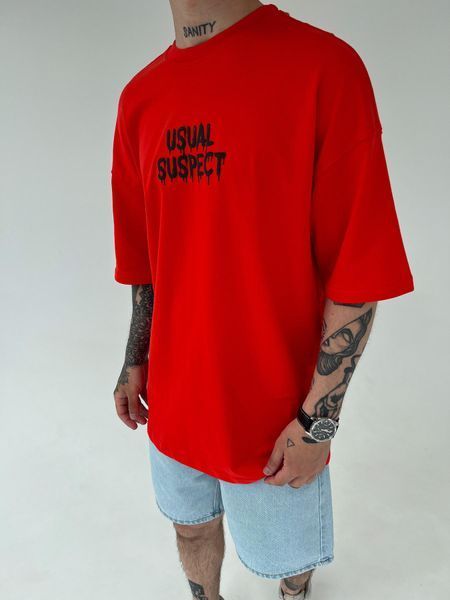 Чоловіча оверсайз футболка Usual Suspect Mickey Mouse червона MM282 фото