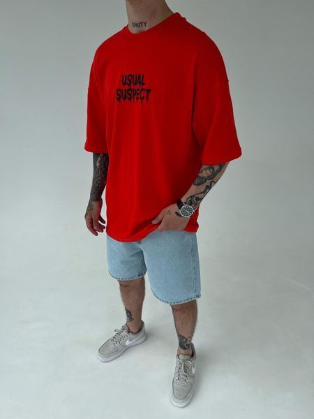 Чоловіча оверсайз футболка Usual Suspect Mickey Mouse червона MM282 фото