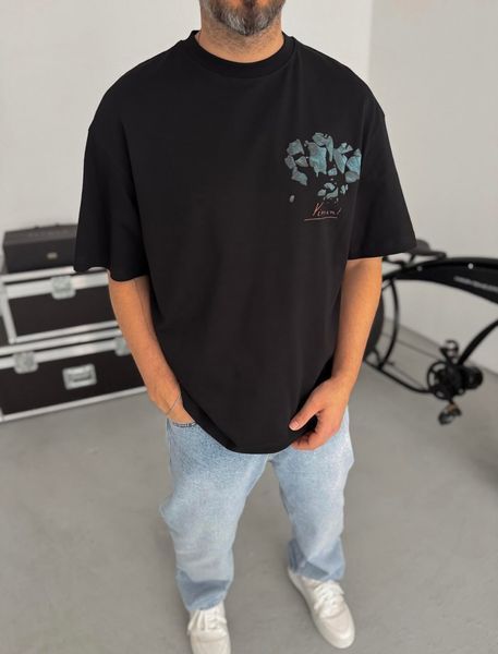 Мужская плотная оверсайз футболка Vincent черная TT333 фото