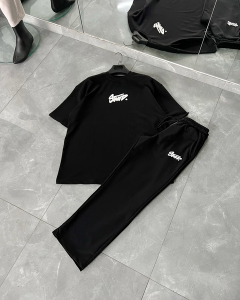 Чоловічий бавовняний комплект футболка + штани oversize KP131L фото
