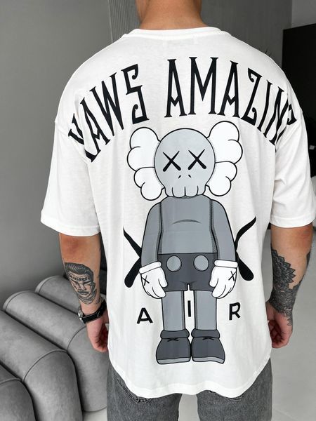 Мужская оверсайз футболка Kaws белая JJ272 фото